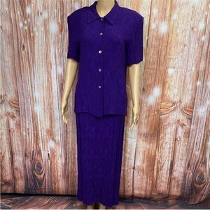 Karin Stevens Vintage Plus Size Crinkled Embroidered Jacket Dress